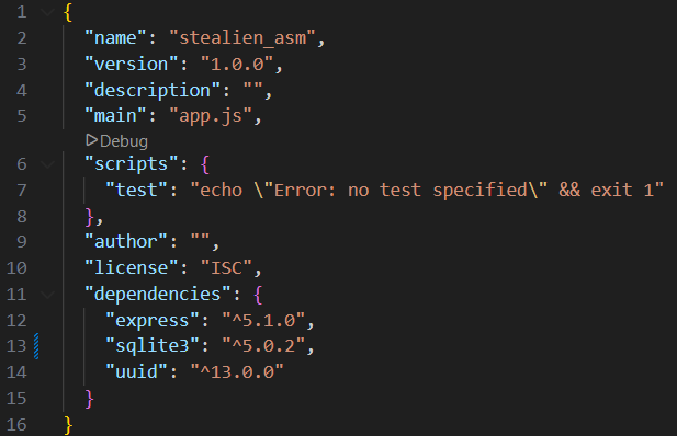 Example of `package.json`