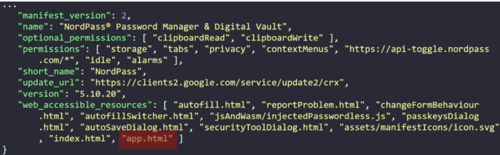 Manifest of vulnerable settings