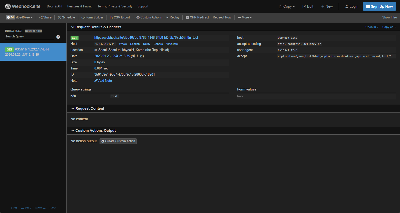 Workflow execution result