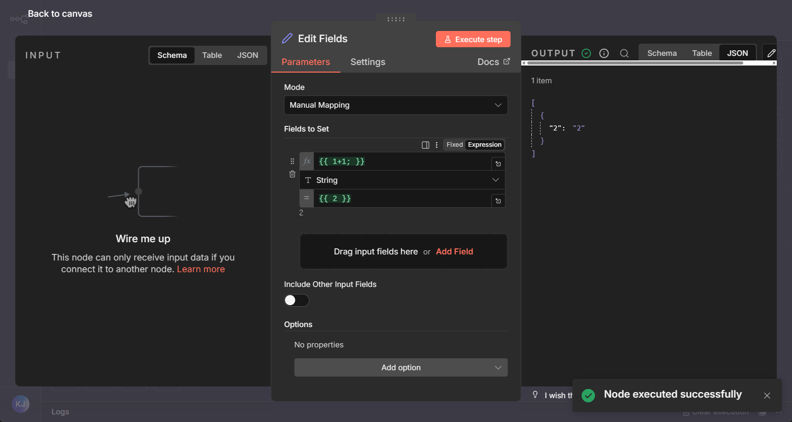 Edit Fields configuration screen