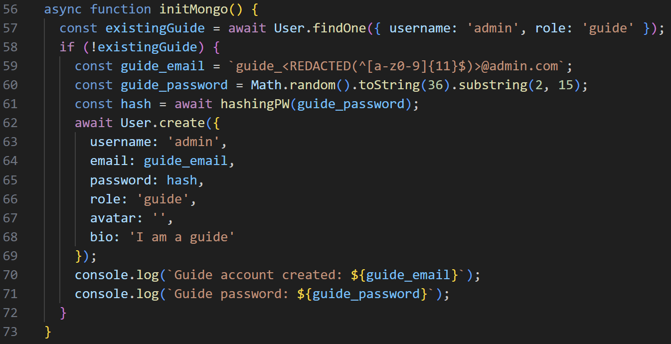 **The initMongo function in app.js**