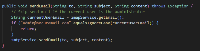 **MailboxService.java mail sending code**