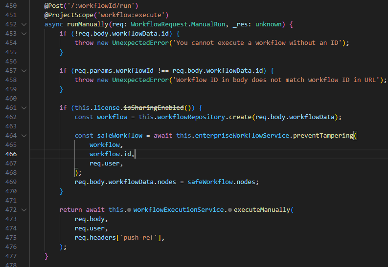 packages\cli\src\workflows\workflows.controller.ts 파일 / 450 ~ 477 lines